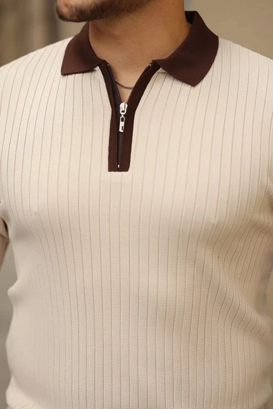 Erkek Kol Ve Yaka Detaylı Uzun Kollu Triko - Resim 3