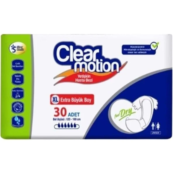 Clearmotion Yetişkin Hasta Bezi Bel Bantlı XL - Ekstra Büyük - Extra Large 240 Adet (8PK*30) - Resim 2