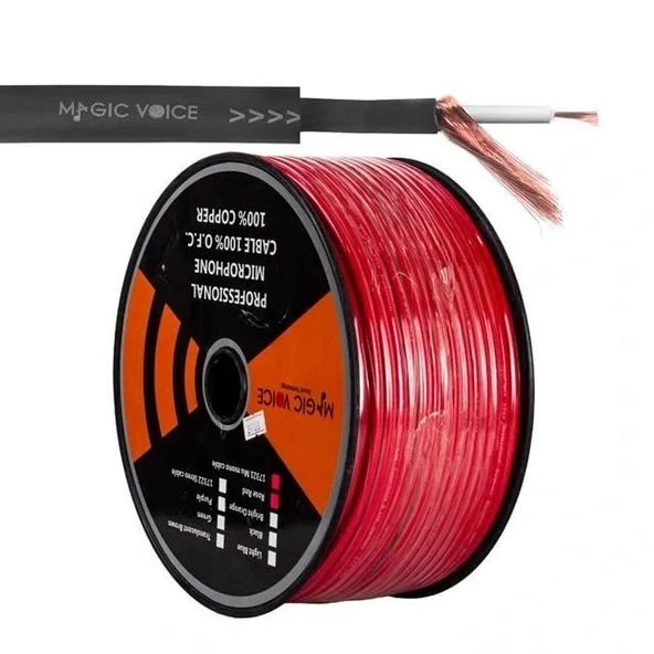 Magicvoice Mi̇krofon Kablosu Mono 1. Kali̇te 100 Metre Kırmızı ürün görseli 1