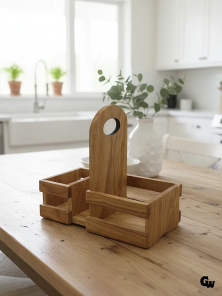 Ahşap Doğal Baharatlık Yağdanlık ve Peçetelik Altı(KİRAZ) Ahşap Rengi AHŞAP - 2 ADET ürün görseli 1