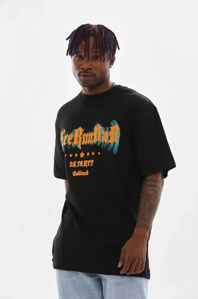 Unisex Baskılı Oversize Thirt  iyah - Resim 2