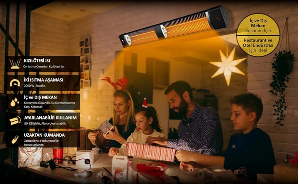 MirKraft Square 2800 watt Elektrikli ısıtıcı, IP45, Led Gösterge, Uzaktan Kumandalı Duvar Isıtıcısı (Square) - Resim 2