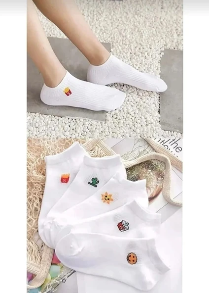 5 Çift Sevimli çizgili Desenli Kadın/kız çorap dikişli ayak bileği düşük kesim genç Çorabı  36-40 ürün görseli