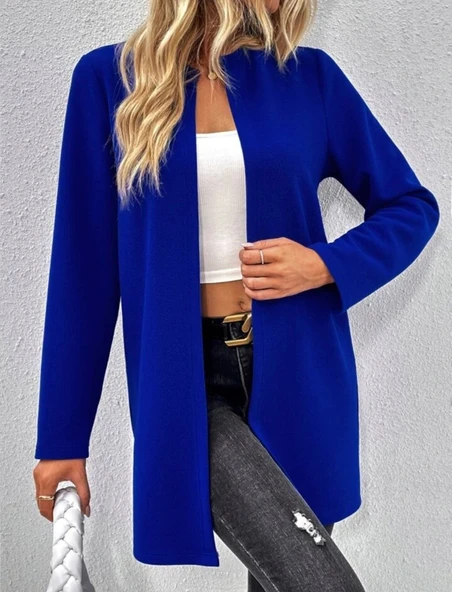 Kadın Uzun Kollu önü Açık Uzun Modal Ceket - Resim 2