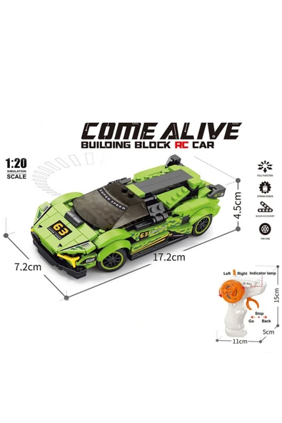 Uzaktan Kumandalı Şarjlı 275 Parça Lamborghini Lego Yapı Seti Spor Araba - Resim 2