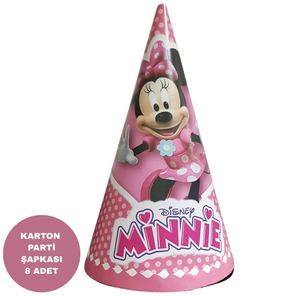 Karton Parti Şapkası Minnie Mouse Temalı 8 Adet ürün görseli 1