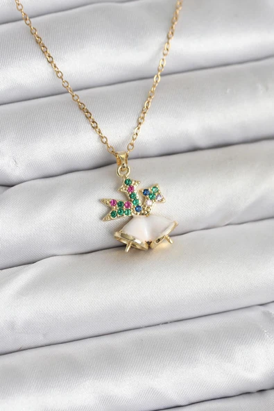 316L Çelik Zincir Gold Renk Chirtsmas Bell Model Yılbaşı Temalı Kadın Kolye - TJ-BKO10706 ürün görseli