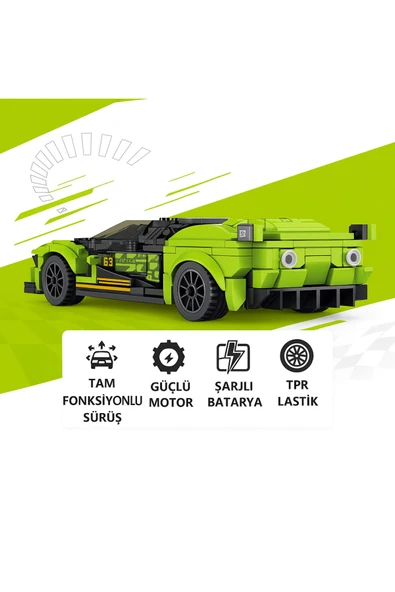 Uzaktan Kumandalı Şarjlı 275 Parça Lamborghini Lego Yapı Seti Spor Araba - Resim 6