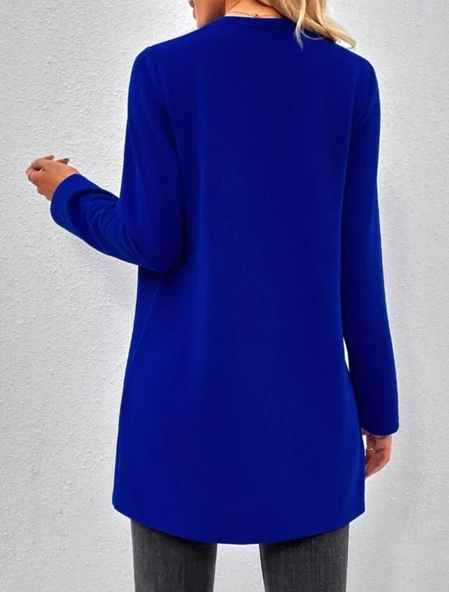 Kadın Uzun Kollu önü Açık Uzun Modal Ceket - Resim 6