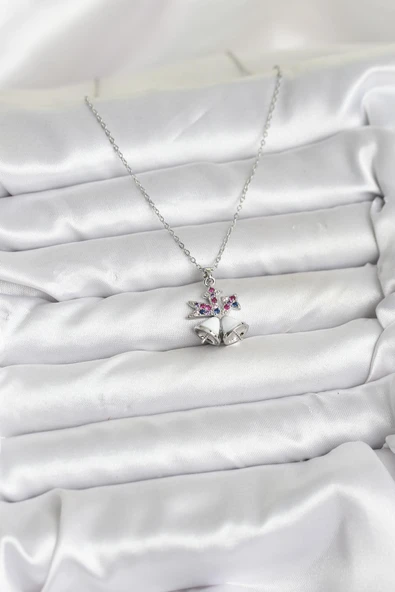 316L Çelik Zincir Gümüş Renk Chirtsmas Bell Model Yılbaşı Temalı Kadın Kolye - TJ-BKO10707 - Resim 2