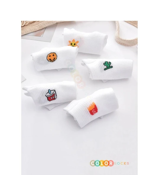 5 Çift Sevimli çizgili Desenli Kadın/kız çorap dikişli ayak bileği düşük kesim genç Çorabı  36-40 - Resim 3