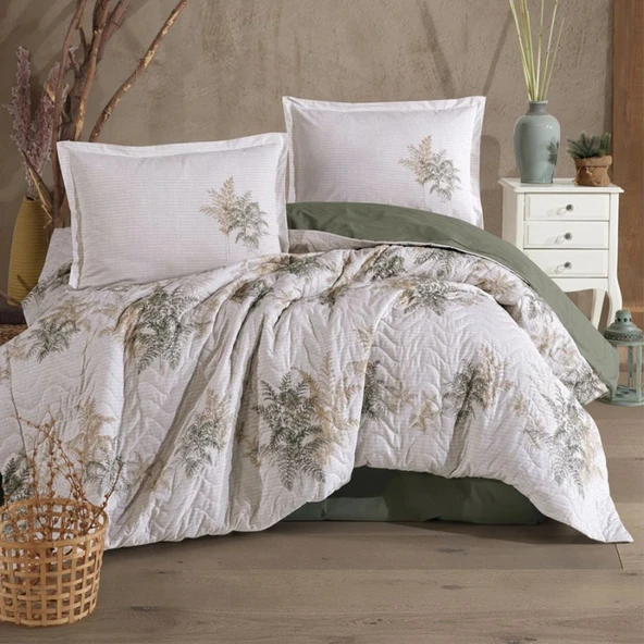 Clasy Ranforce %100 Pamuk Çift Kişilik Dört Mevsim Set Virele V1 Yeşil ürün görseli