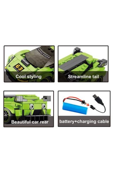 Uzaktan Kumandalı Şarjlı 275 Parça Lamborghini Lego Yapı Seti Spor Araba - Resim 5