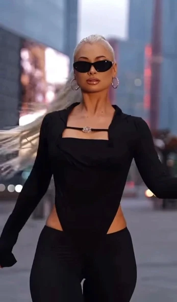 Kadın Uzun Kollu Kare Yaka Toka Ve Bel Dekoltesi Detaylı Tulum Tulum - Resim 5