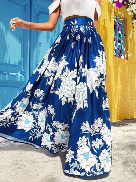 Kadın çiçek Baskılı axi Boy Süprem Etek ürün görseli