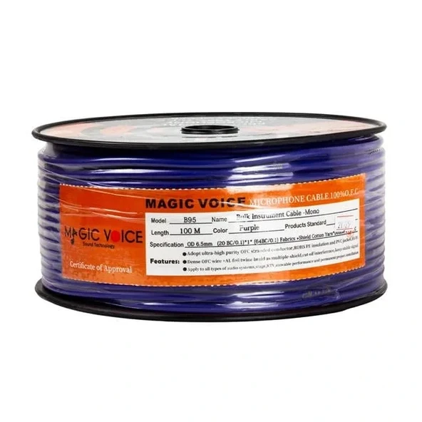 Magicvoice Mi̇krofon Kablosu Mono 1. Kali̇te 100 Metre Mor - Resim 3