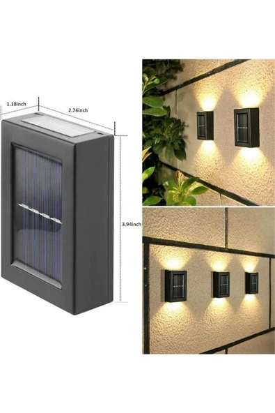 Dekoratif Duvar Lambası Solar Güneş Enerjili Bahçe Aydınlatması - Resim 3
