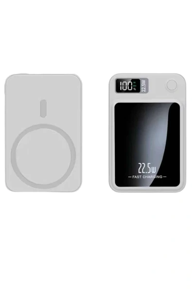 Taşınabilir Şarj Magsafe Powerbank 10.000 mAh Hızlı Şarj Led Göstergeli Kablosuz - Resim 2