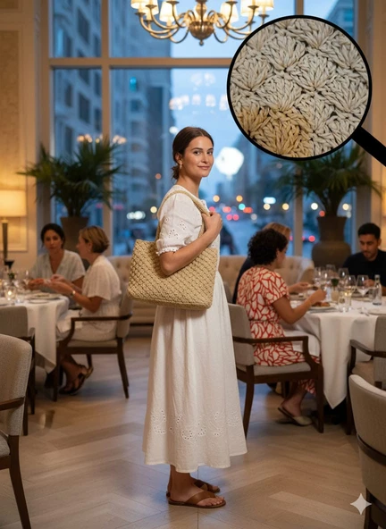 Kağıt İp Çanta Örgü Hasır Çanta El Yapımı Omuz Çantası, Kağıt İp Çanta  Paper Rope Bag ürün görseli