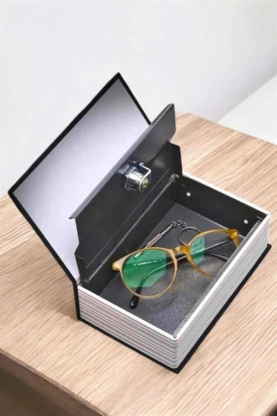 Büyük Boy Anahtarlı Kitap Görünümlü Gizli Kasa Çelik Kasa Altın Kasası - Resim 5