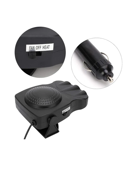 12V Araç Fanı & Isıtıcı | Ön Cam Buzu Çözücü, 360° Ayarlanabilir Başlık, Anında Sıcaklık - Resim 4
