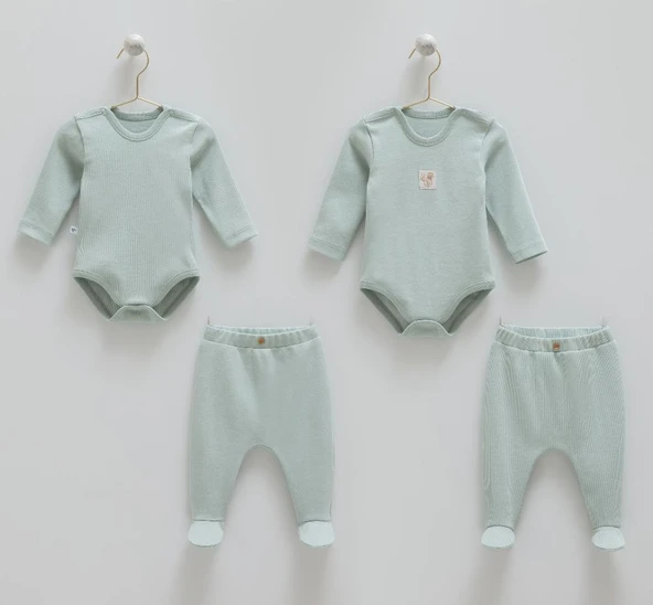 Caramell %100 Pamuk Hello Forest 4'lü Body Pantolon Set CRML.BPE1959 - Resim 4