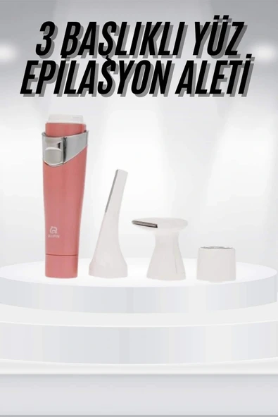 3 Başlıklı Yüz Kaş Epilasyon Aleti Değiştirilebilir Başlık Hassas Ciltlere Uygun ürün görseli