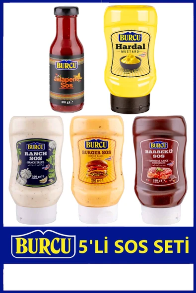 Burcu 5'li Sos Paketi (Ranch, Jalapeno, Burger, Hardal, Barbekü) ürün görseli