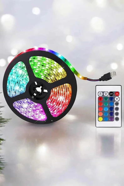 Yeni Nesil RGB Işıklı 10Metre Şerit Led Kumandalı Şarj Edilebilir - Resim 4