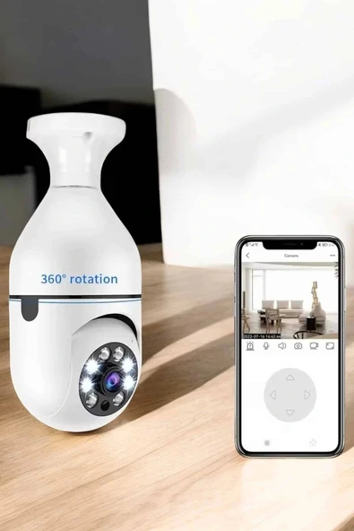 Güvenlik Kamerası Wifi Kamera Duylu Ev Kamerası Wifi Bağlantılı Dönebilen - Resim 2