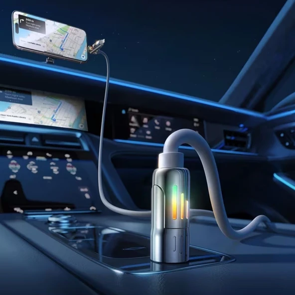 BUFFER® 4'ü 1arada Hızlı Şarj Etme Özellikli Bir Ucu TYPE-C ve USB-A Diğer Ucu TYPE-C ve Lightning Uçlu 240W Şarj Kablosu - Resim 3