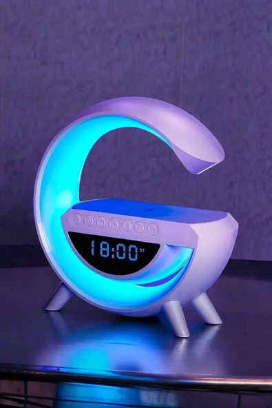 Bluetooth Hoparlör 15W Kablosuz Hızlı Şarj LED Gece Lambası - Resim 3