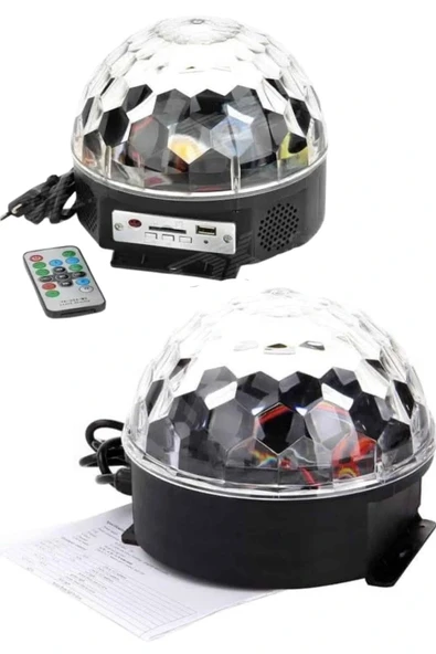 Küre Disko Topu Müzik Çalar Renkli Lazer Işıklı Bluetooth Disko Parti Işığı Kumandalı - Resim 4