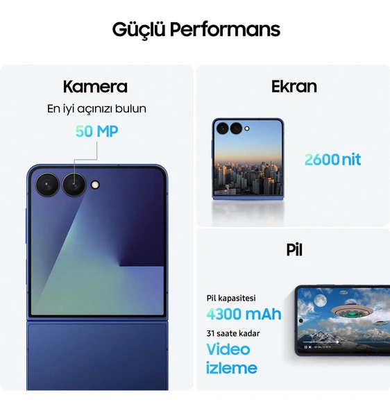 Samsung Galaxy Z Flip7 512 GB 12 GB Ram Gölge Mavisi (Samsung Türkiye Garantili) - Resim 5