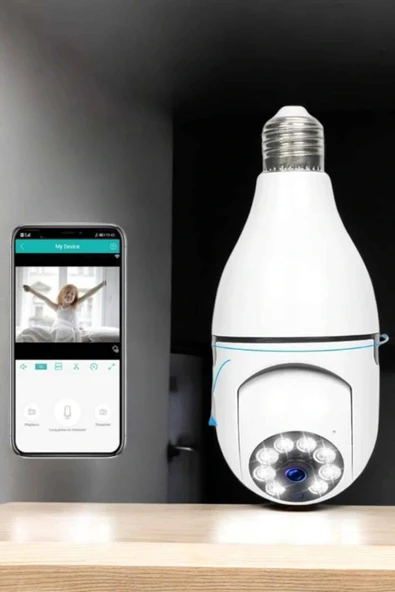 Güvenlik Kamerası Wifi Kamera Duylu Ev Kamerası Wifi Bağlantılı Dönebilen - Resim 5