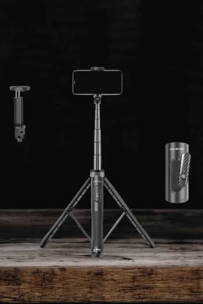 Tripod Kablosuz Bluetooth Bağlantılı Selfie Çubuğu 360 Derece Dönebilen - Resim 5