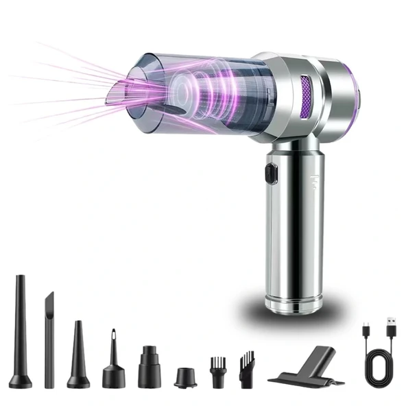 BUFFER® 9 Farklı Uçlu Kablosuz Şarjlı Araç İçi Süpürge – Wireless Destekli, Güçlü Emiş, Taşınabilir Pratik Araç Temizley ürün görseli