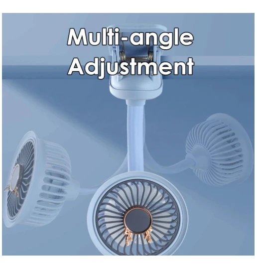 Taşınabilir Mini Klips Bebek Arabası Fanı, Fan Elektrikli Soğutma Hava Sirkülatöründe 360 Derece Dönebilen Klips - Resim 4