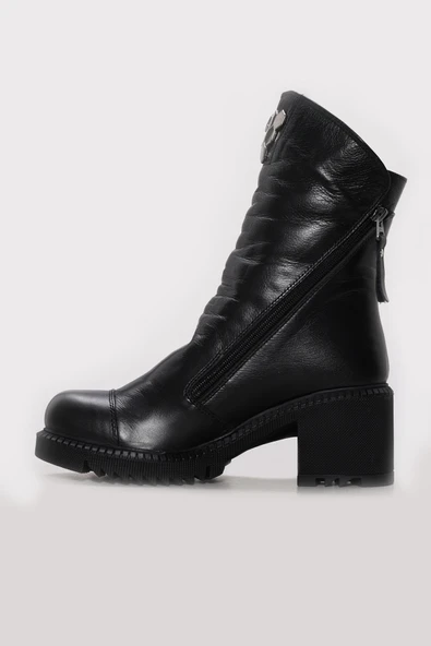 Hakiki Deri Kürklü  Kadın Klasik Bot 124KZA2025 - Resim 2