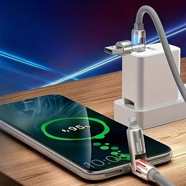 BUFFER® 4'ü 1arada Hızlı Şarj Etme Özellikli Bir Ucu TYPE-C ve USB-A Diğer Ucu TYPE-C ve Lightning Uçlu 240W Şarj Kablosu - Resim 2