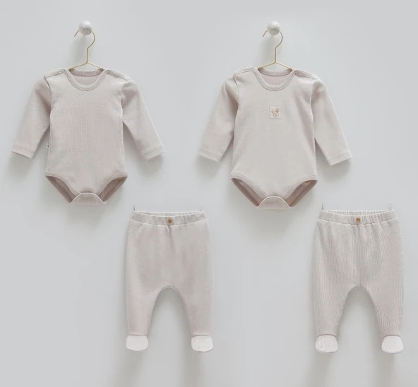 Caramell %100 Pamuk Hello Forest 4'lü Body Pantolon Set CRML.BPE1959 - Resim 2