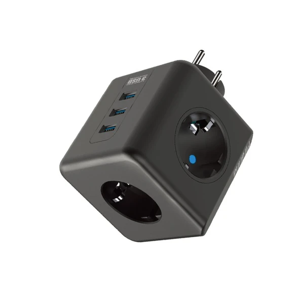 3 Priz 3XUSB 10A 2500W Termal Akım Korumalı Priz TGFTR09 - Resim 3