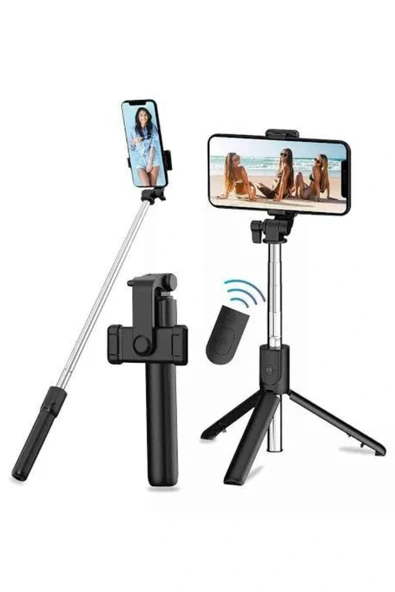 Tripod Selfie Çubuğu Bluetooth Kumandalı Kablosuz Led Işıklı - Resim 5