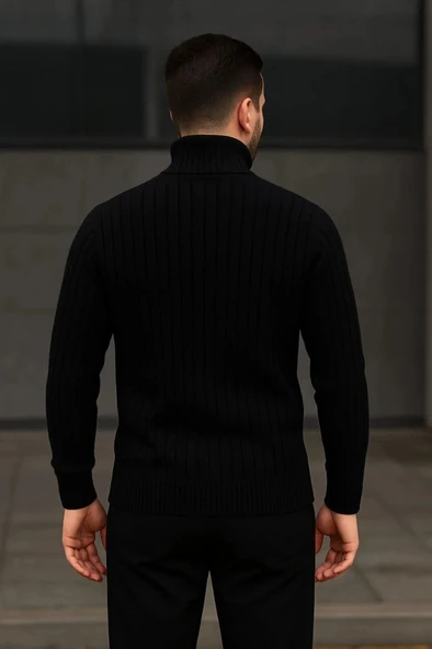 Erkek Fitilli Triko Kazak 2li et Bebek avisi iyah Regular Balıkcı Yaka Tam Boğazlı Triko eti odeli Kazak - Resim 4