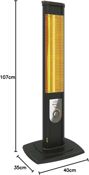 Mirkraft Mate - 2500 W - Kule Tip - Elektrikli Isıtıcı - Karbon Isıtıcı - Balkon Isıtıcı - Elektrikli Soba (Antrasit) - Resim 3