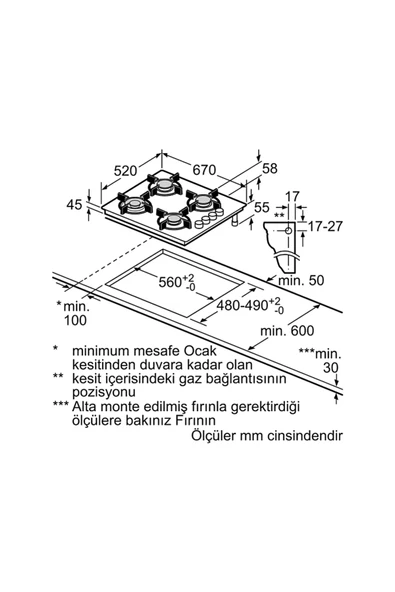 EO7C2HP30O Gazlı Ankastre Ocak - Resim 3