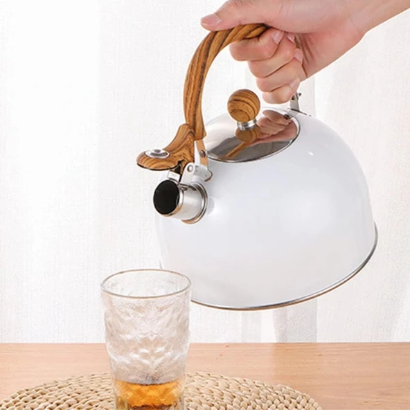 Paslanmaz Çelik Demlik Beyaz Renk - Resim 2