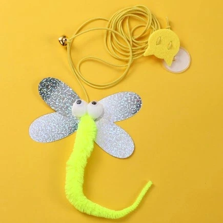 Kelebek Model Elastik Kendinden Yapışkanlı Kedi Oyun Oltası - Resim 3