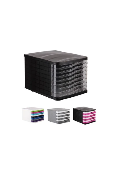 Ark Çekmeceli Evrak Rafı 8'li Siyah ürün görseli