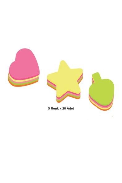 3A Yapışkanlı Not Kağıdı Kalp Şeklinde 2 Adet ürün görseli